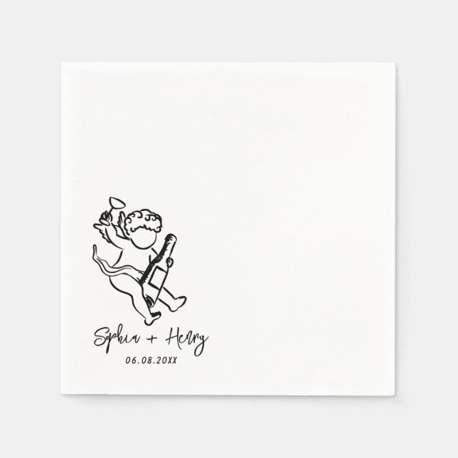 Hand plockade Cherub Cupid Icon Bröllop Pappersservett (Framsidan)