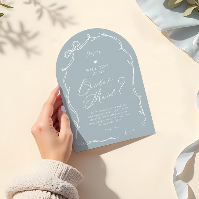 Hand plockade Chic Bow & Ribbon Bridesmaid Frieri Inbjudningar (Hand Drawn Chic Bow & Ribbon Bridesmaid Proposal Invitation)