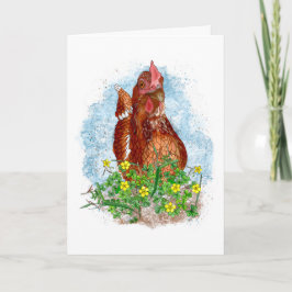 Hand plockade Chicken Art | GRATTIS PÅ FÖDELSEDAGE Kort