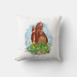 Hand plockade Chicken Art Kudde