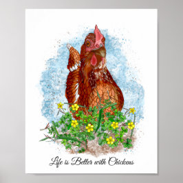 Hand plockade Chickkonst och citat Poster