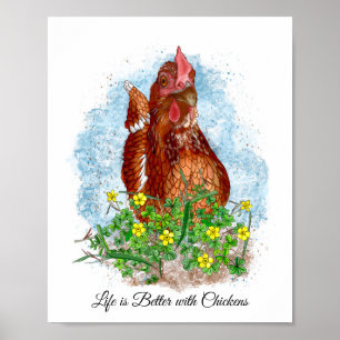 Hand plockade Chickkonst och citat Poster