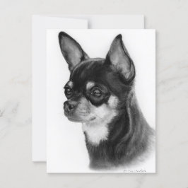 Hand plockade Chihuahua Head Study Vykort