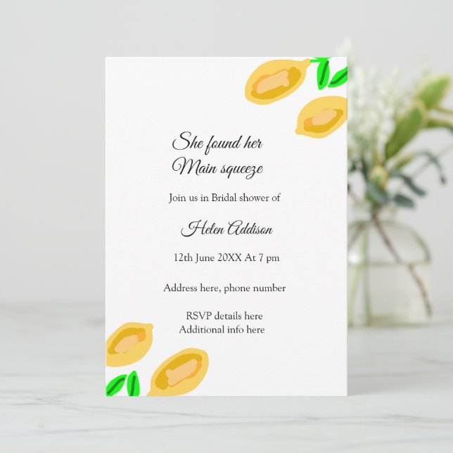 hand plockade citon löv lägger till QR-möhippa Inbjudningar (Stående Fram)