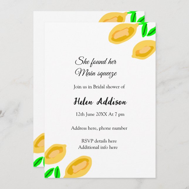 hand plockade citon löv lägger till QR-möhippa Inbjudningar (Fram/baksida)