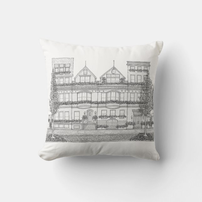 Hand plockade City Rowhome Pillow Kudde (Framsida)