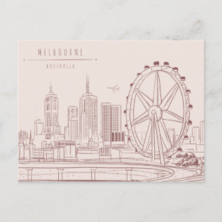 Hand plockade City Skyline | Melbourne, Australien Vykort