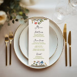 Hand plockade Colorful Blommigt Bröllop Meny<br><div class="desc">Quirky and whimsical bröllop-meny med färglös blomdoodle-design,  åtföljd av ett vismiskt handskrivet teckensnitt.</div>
