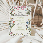 Hand plockade Colorful Blommigt Ram Bow Möhippa Inbjudningar<br><div class="desc">Hon gifter sig! Fira de kommande nyheterna om din favoritbrud som ska vara i stil med vårt snabba och viskaktiga inbjudningskort för möhippa! Den här inbjudan innehåller en vacker, handritad, mjuk rosa i en roligt och lekfull stil med en färgfull blommigt ram som omger den, tillsammans med ett avslappnad, handskrivet...</div>