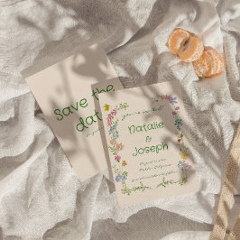 Hand plockade Colorful Pastel Quirky Blommigt Bröl Spara Datumet