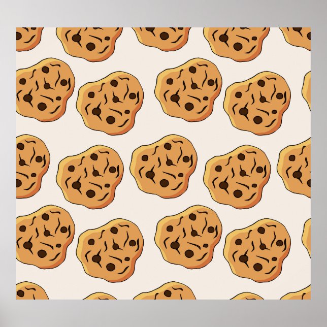 Hand plockade Cookies Tecknad Mönster Poster (Framsidan)