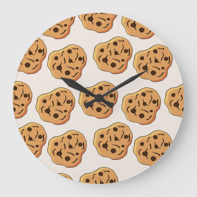 Hand plockade Cookies Tecknad Mönster Stor Klocka (Framsida)