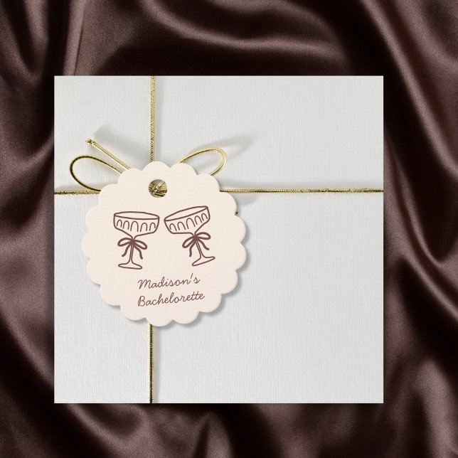 Hand plockade Coquette Espresso Martini Bacheloret Gåvor Etiketter (Hand Drawn Coquette Espresso Martini Bachelorette Favor Tags)