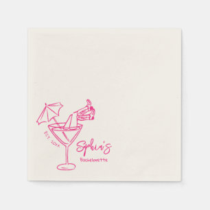 Hand plockade Cowgirl Girl in Martini Glass Pappersservett