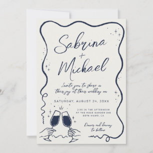 Hand plockade Curvy Whimsical Wedding bjudande Inbjudningar