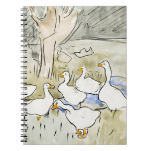 Hand plockade Cute Anka Foton White Anka Clipart F Anteckningsbok