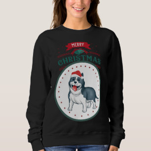Hand plockade Cute Pitbull med Santa Hat Merry Chr T Shirt