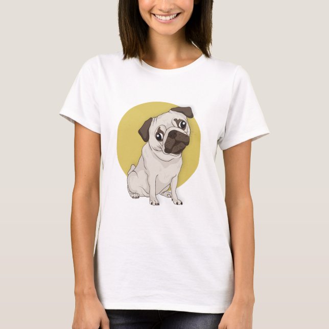 Hand plockade Cute Pug Women's Tanktop T Shirt (Framsida)