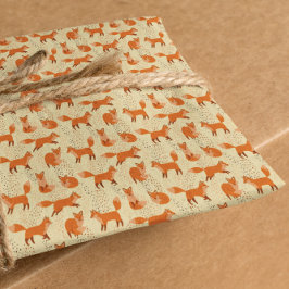 Hand plockade Cute Red Fox Mönster Gift Presentpapper