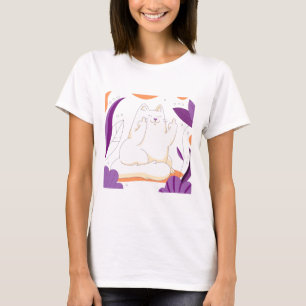 Hand plockade Cute Vänd av katt T Shirt