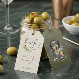 Hand plockade Dachshund Martini Doodle Tack Presentetikett