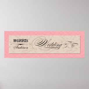Hand plockade Damask Rosa på Cream Direction Signs Poster