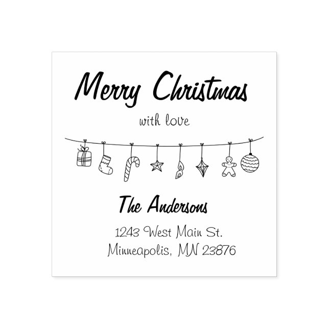 Hand plockade Dekoration-Returadressen Stämpel (Tryck)