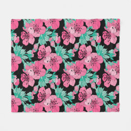 Hand plockade Dekorativ Cherry Blommar Mönster Fleecefilt