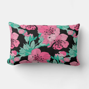 Hand plockade Dekorativ Cherry Blommar Mönster Lumbarkudde
