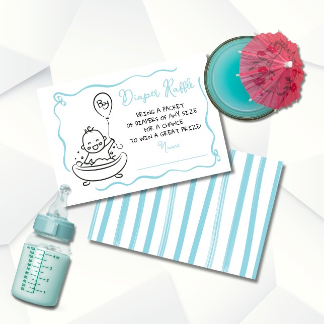 Hand plockade Diaper Raffle Boy Inbjudningar (Skapare uppladdad)