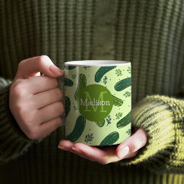 Hand plockade Dill Pickle Mönster Kaffemugg
