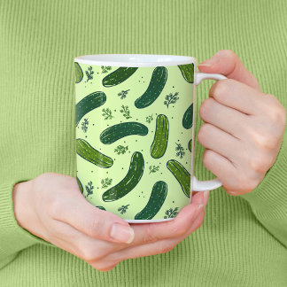 Hand plockade Dill Pickle Mönster Kaffemugg