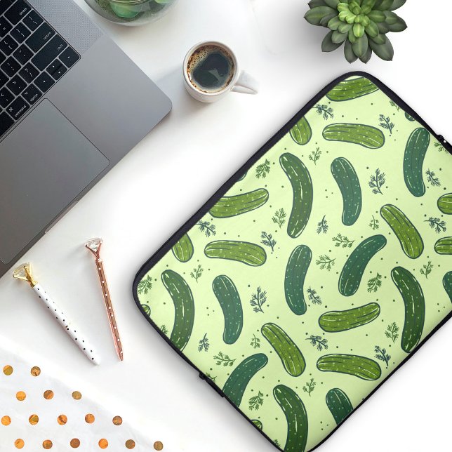Hand plockade Dill Pickle Mönster Laptop Fodral (Dill Pickle Pattern Laptop Sleeve)