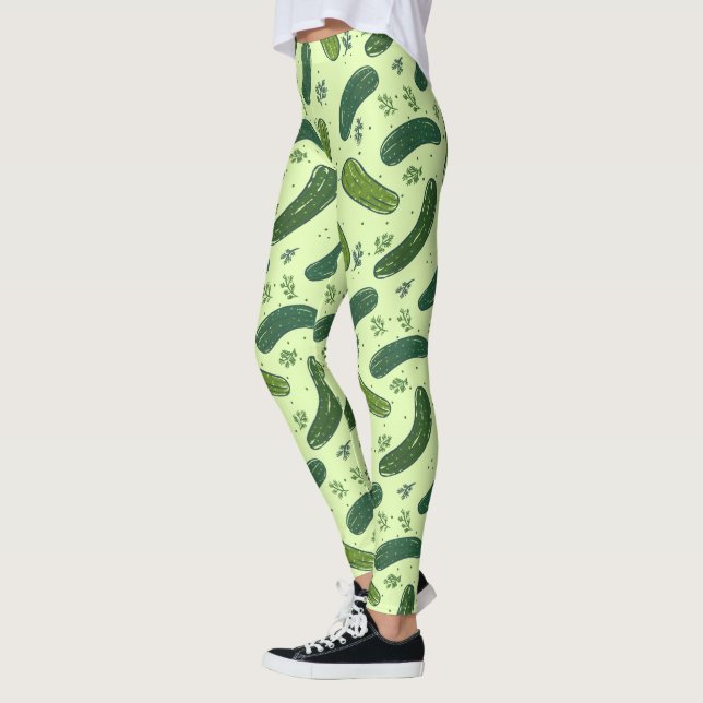 Hand plockade Dill Pickle Mönster Leggings (Vänster)