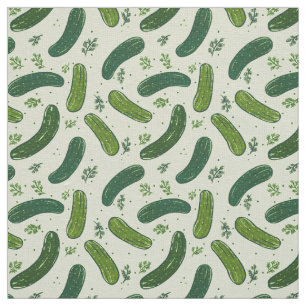 Hand plockade Dill Pickle Mönster Tyg