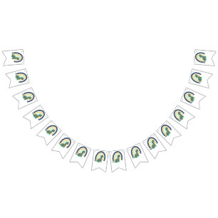 Hand plockade Dinosaur med Rainbow Födelsedagsfest Vimplar