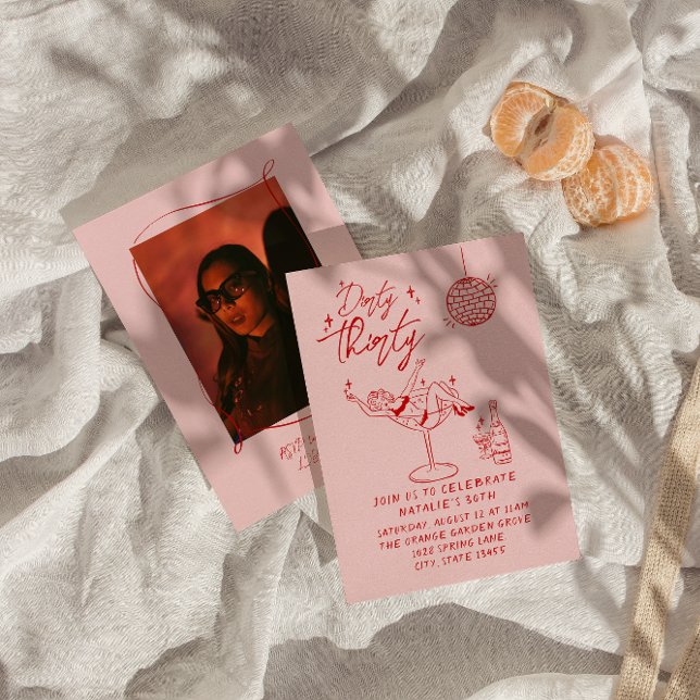 Hand plockade Dirty 30:e fotoFödelsedagsfesten Inbjudningar (Skapare uppladdad)