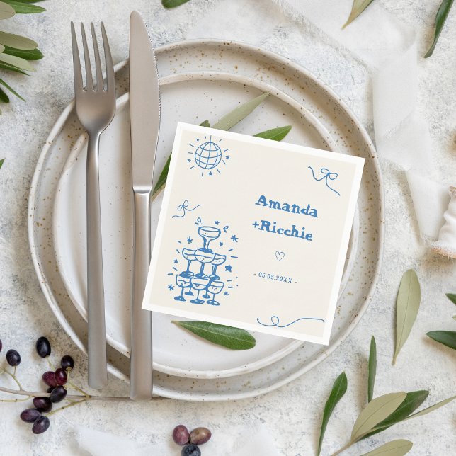 Hand plockade Disco Whimsical Retro Fransk Bröllop Pappersservett (Skapare uppladdad)