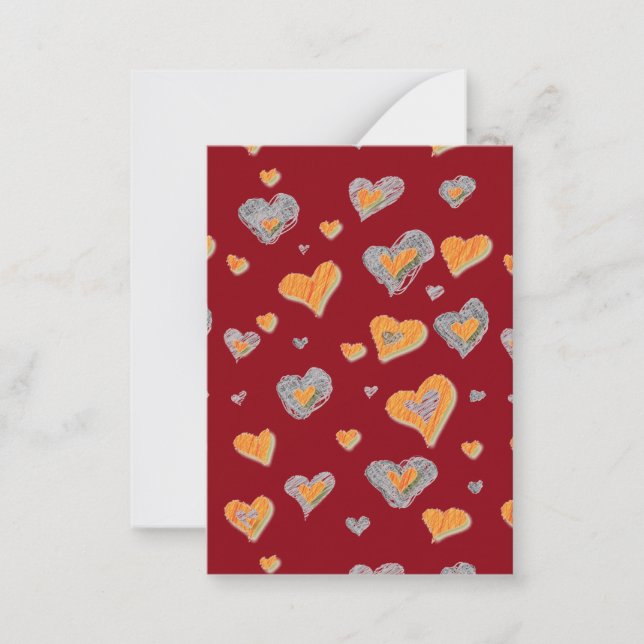 Hand plockade Doddle Valentine Hearts Kids Cards Anteckningskort (Framsida)