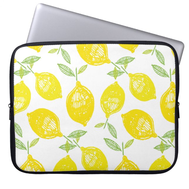 Hand plockade doodla tropiska frukter mönster back laptop fodral (Framsidan)