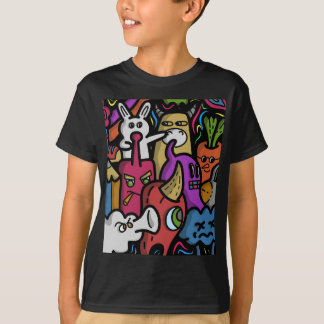 Hand plockade doodle art tecknad stil t shirt