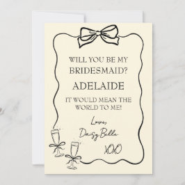 Hand plockade Doodle Bridesmaid Frieri Gult Inbjudningar