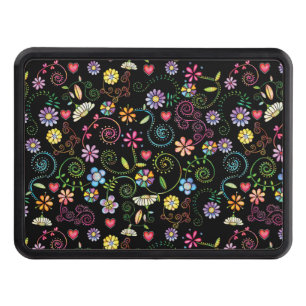 Hand plockade Doodle-färgad Blommigt sömlös mönste Dragkroksskydd