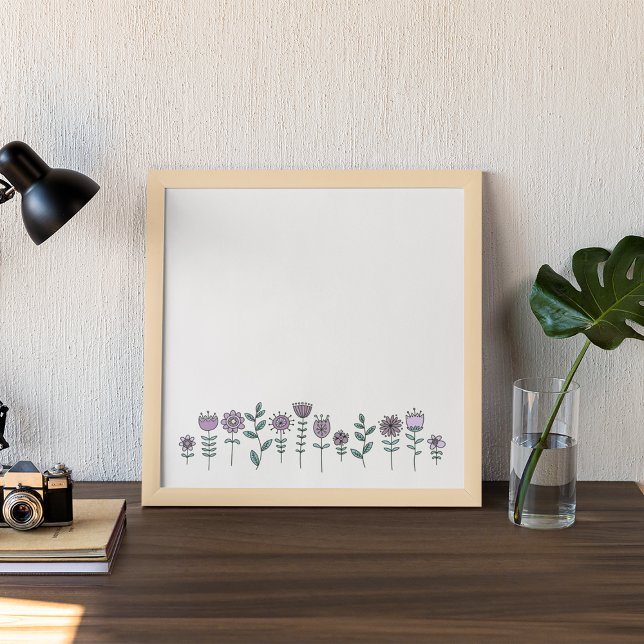 Hand plockade Doodle Flowers Kanvastryck (Hand Drawn Doodle Flowers Canvas Print)