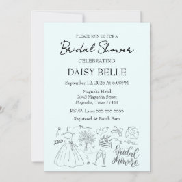 Hand plockade Doodle Möhippa Grönt Inbjudningar