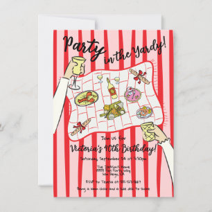 Hand plockade doodle Picnic Party i Yardy Inbjudningar