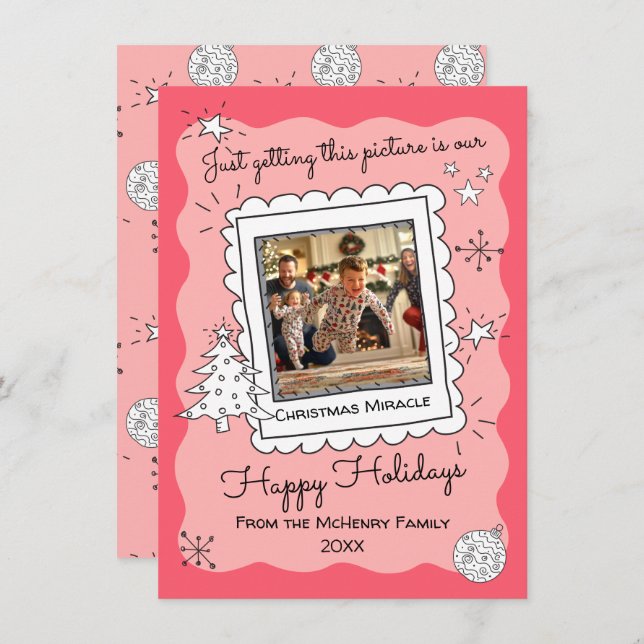 Hand plockade Doodle Sketch-jullkort för fotboll Inbjudningar (Fram/baksida)