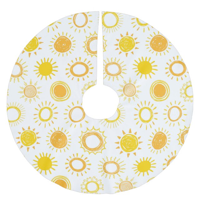 Hand plockade Doodle Sol Mönster Julgransmatta Borstad Polyester (Framsidan)