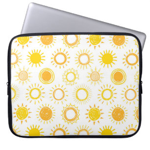 Hand plockade Doodle Sol Mönster Laptop Fodral
