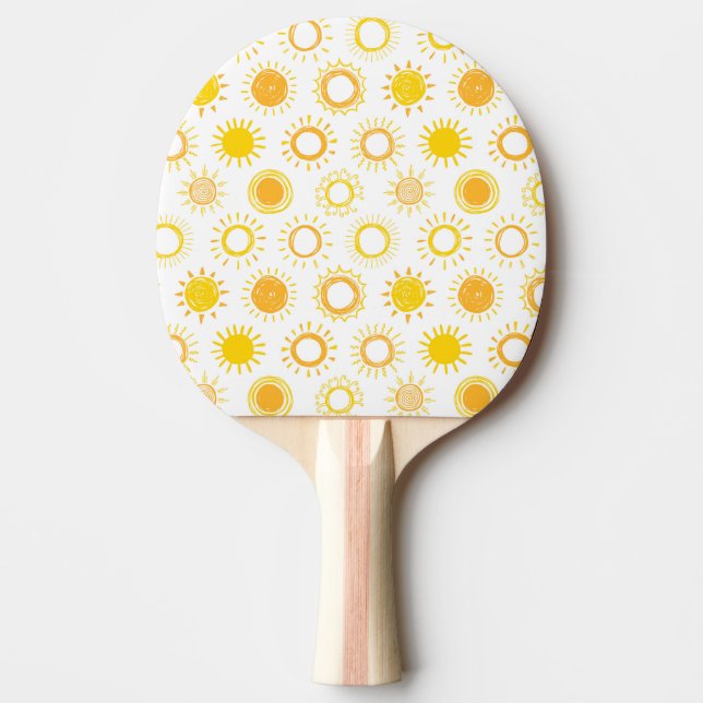 Hand plockade Doodle Sol Mönster Pingisracket (Framsidan)